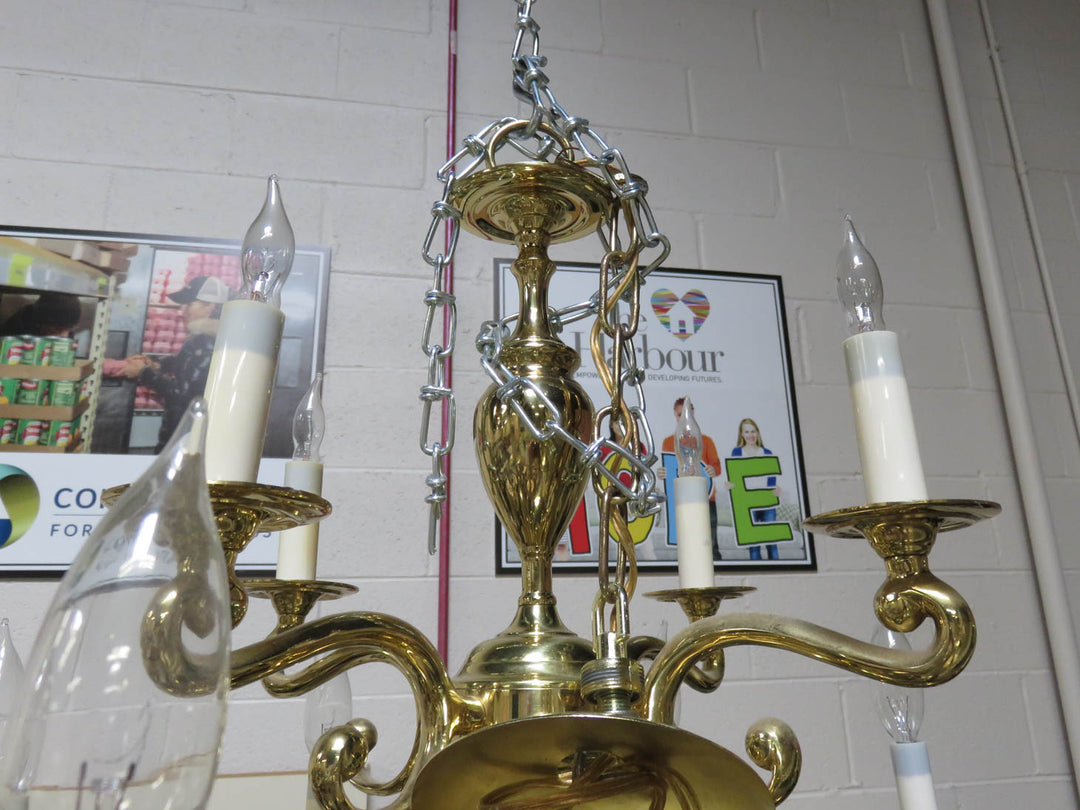 Brass Two-Tiered Chandelier