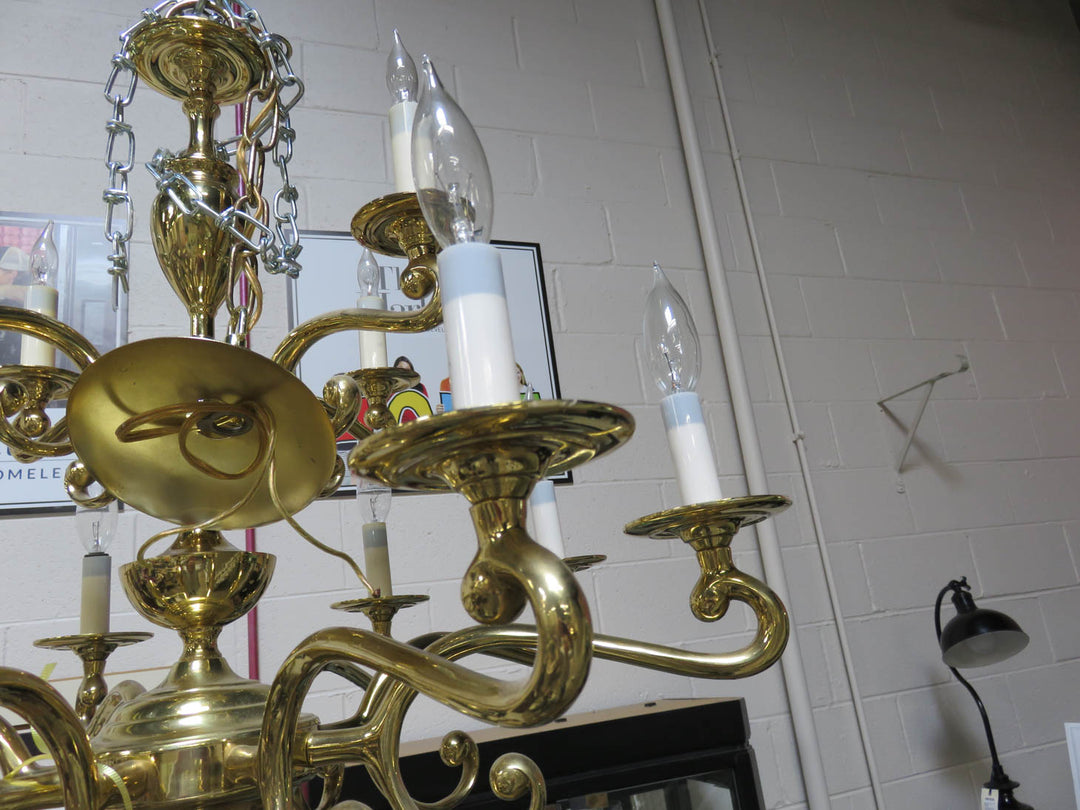 Brass Two-Tiered Chandelier