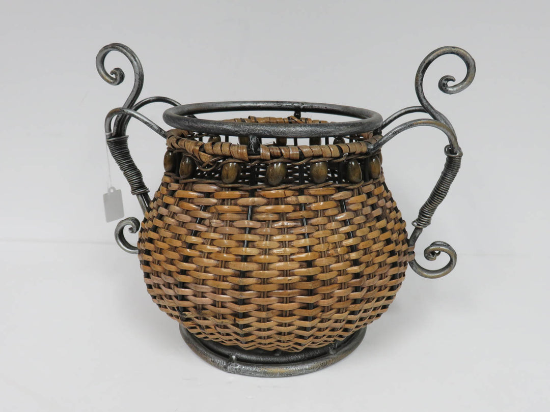 Rattan and Metal Vessel