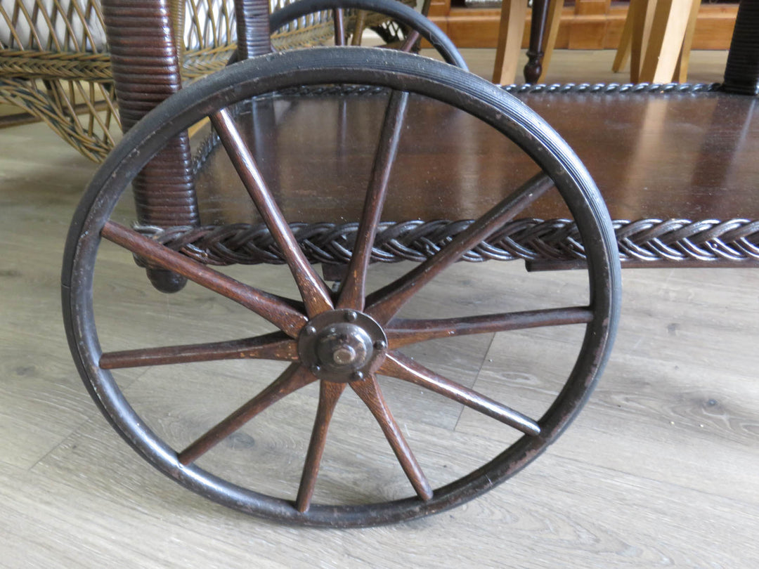 Brown Wicker Tea Cart