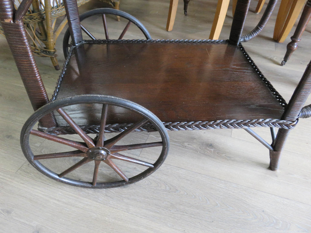 Brown Wicker Tea Cart