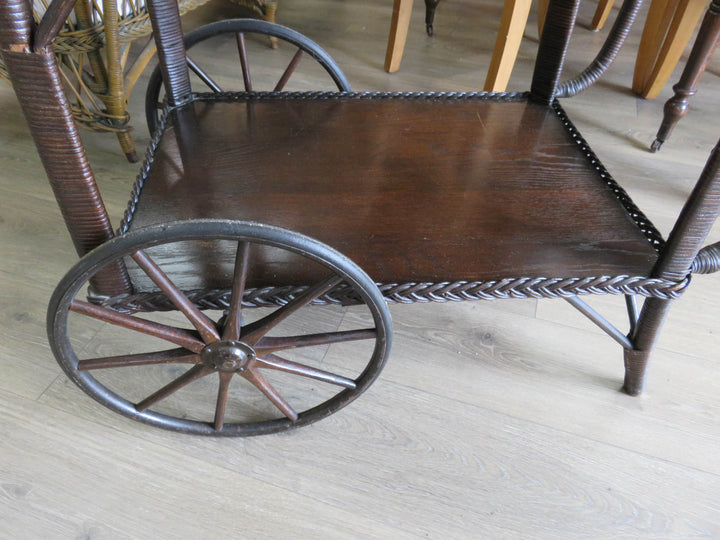 Brown Wicker Tea Cart