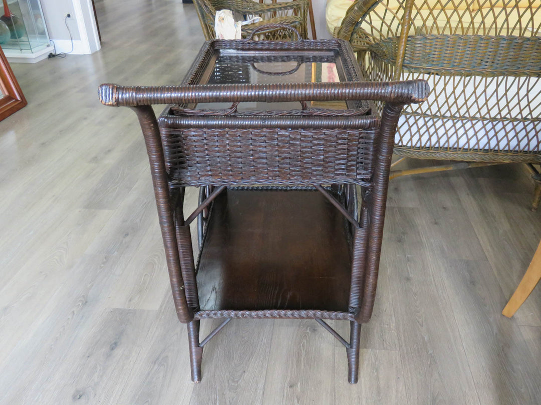 Brown Wicker Tea Cart