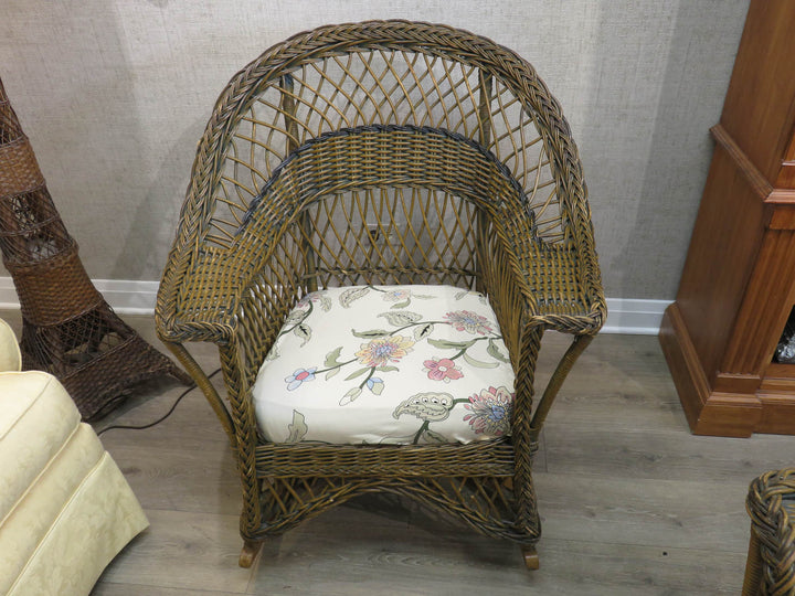 Brown Wicker Rocking Chair