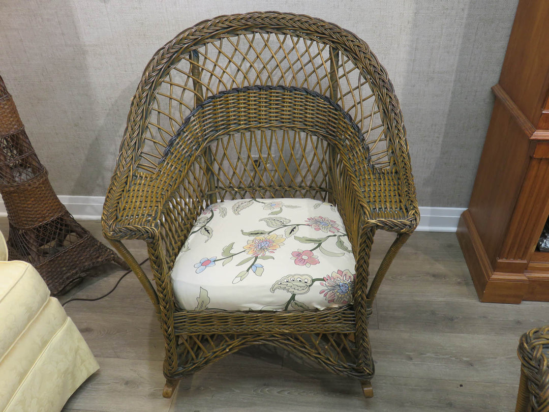 Brown Wicker Rocking Chair