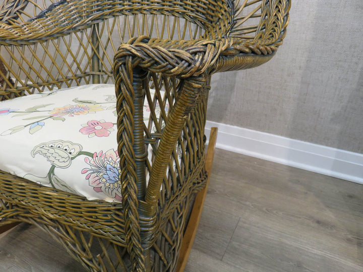 Brown Wicker Rocking Chair