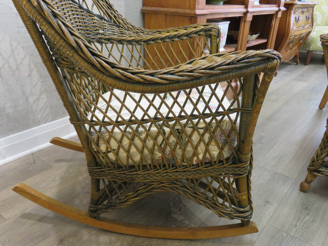 Brown Wicker Rocking Chair