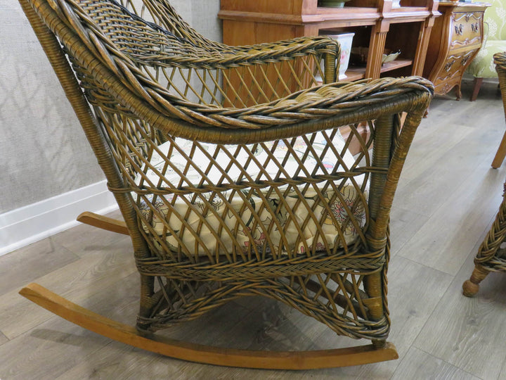 Brown Wicker Rocking Chair