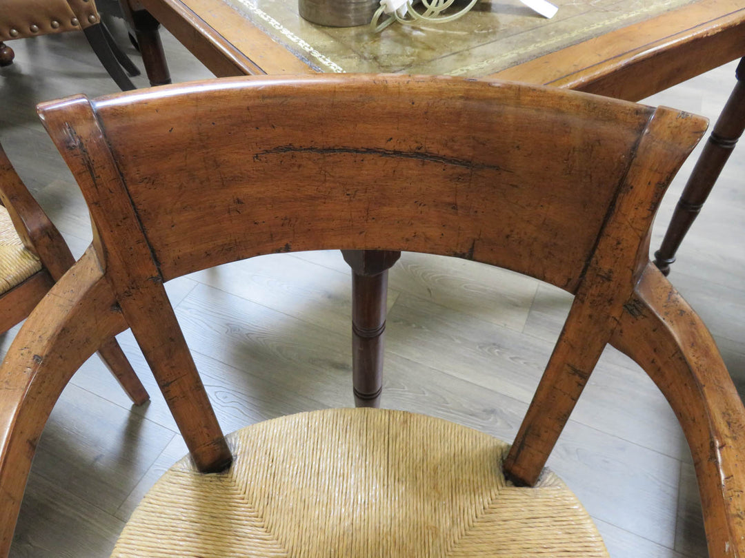 Four Walnut Chairs with Rush Seats