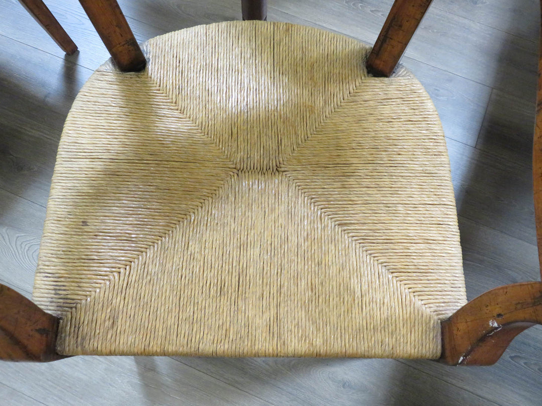 Four Walnut Chairs with Rush Seats