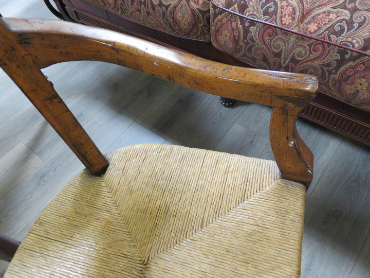 Four Walnut Chairs with Rush Seats