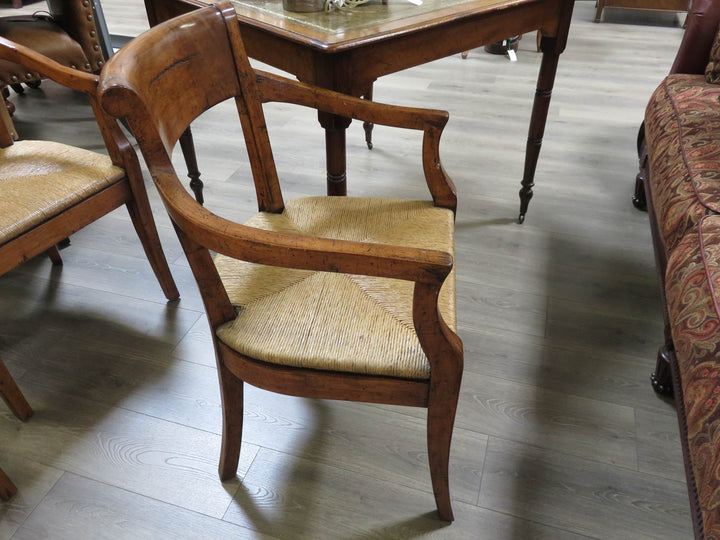 Four Walnut Chairs with Rush Seats