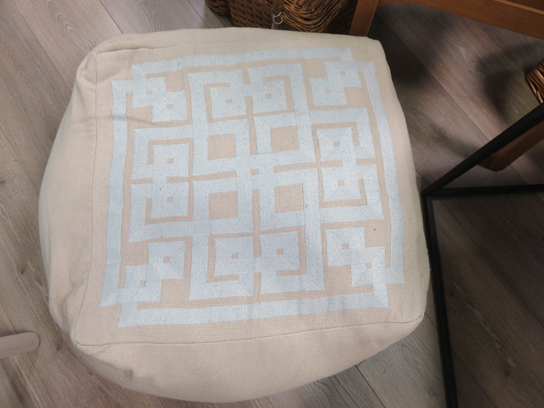 Cream Square Pouf
