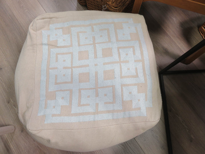 Cream Square Pouf