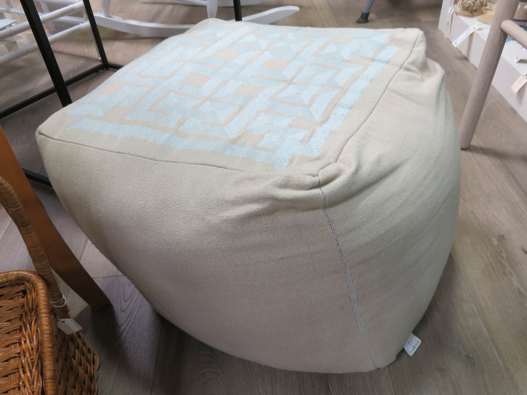 Cream Square Pouf