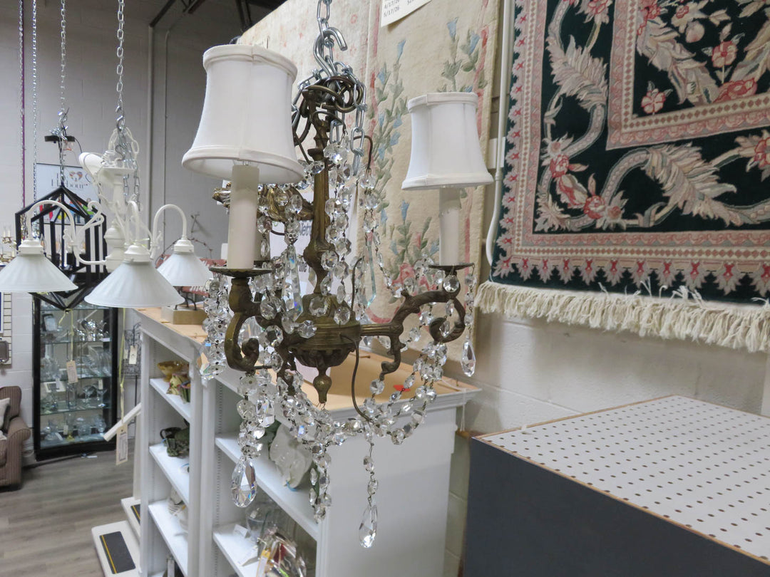 Bronze and Crystal Chandelier