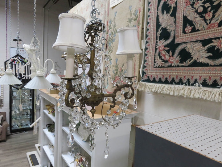 Bronze and Crystal Chandelier