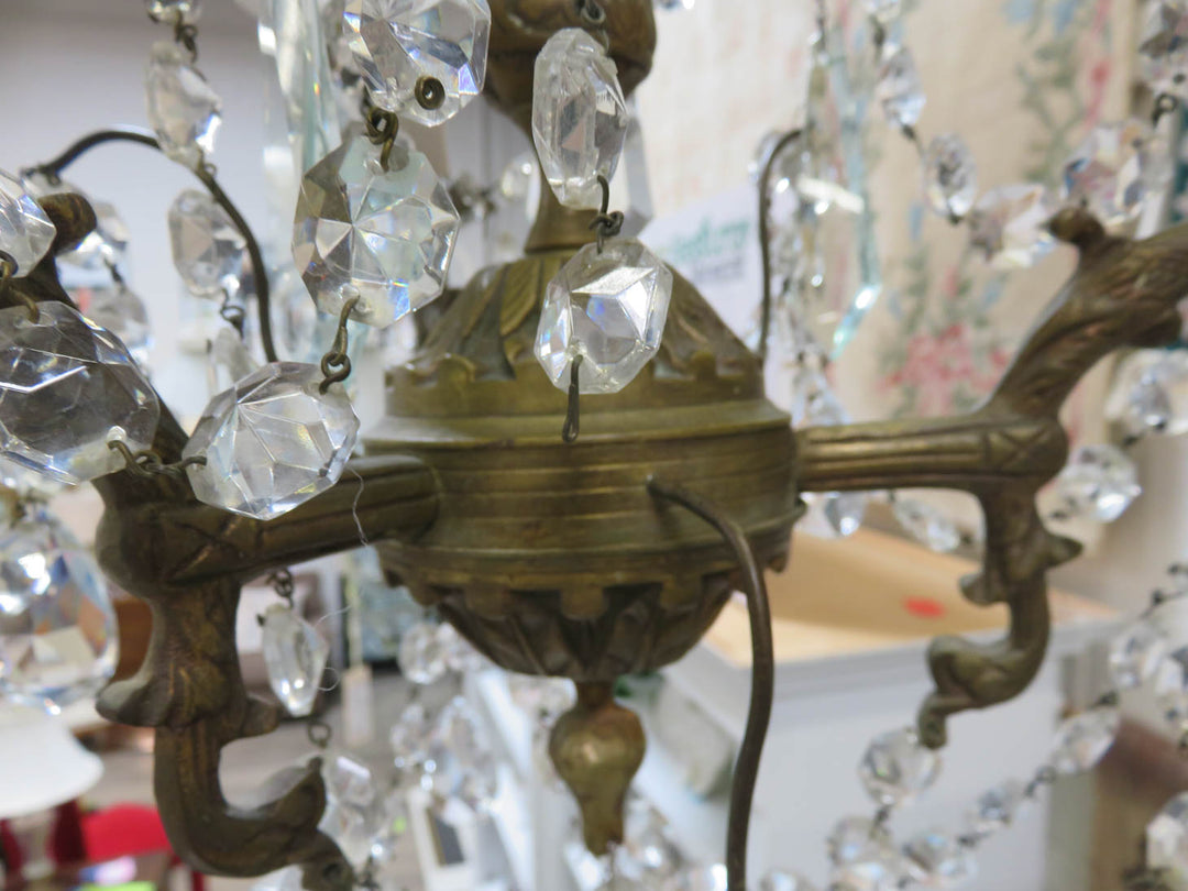 Bronze and Crystal Chandelier