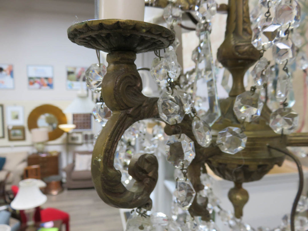 Bronze and Crystal Chandelier