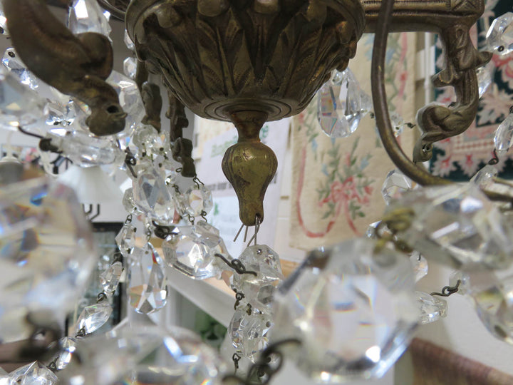 Bronze and Crystal Chandelier
