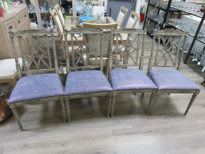 Four Hickory Fretback Dining Chairs