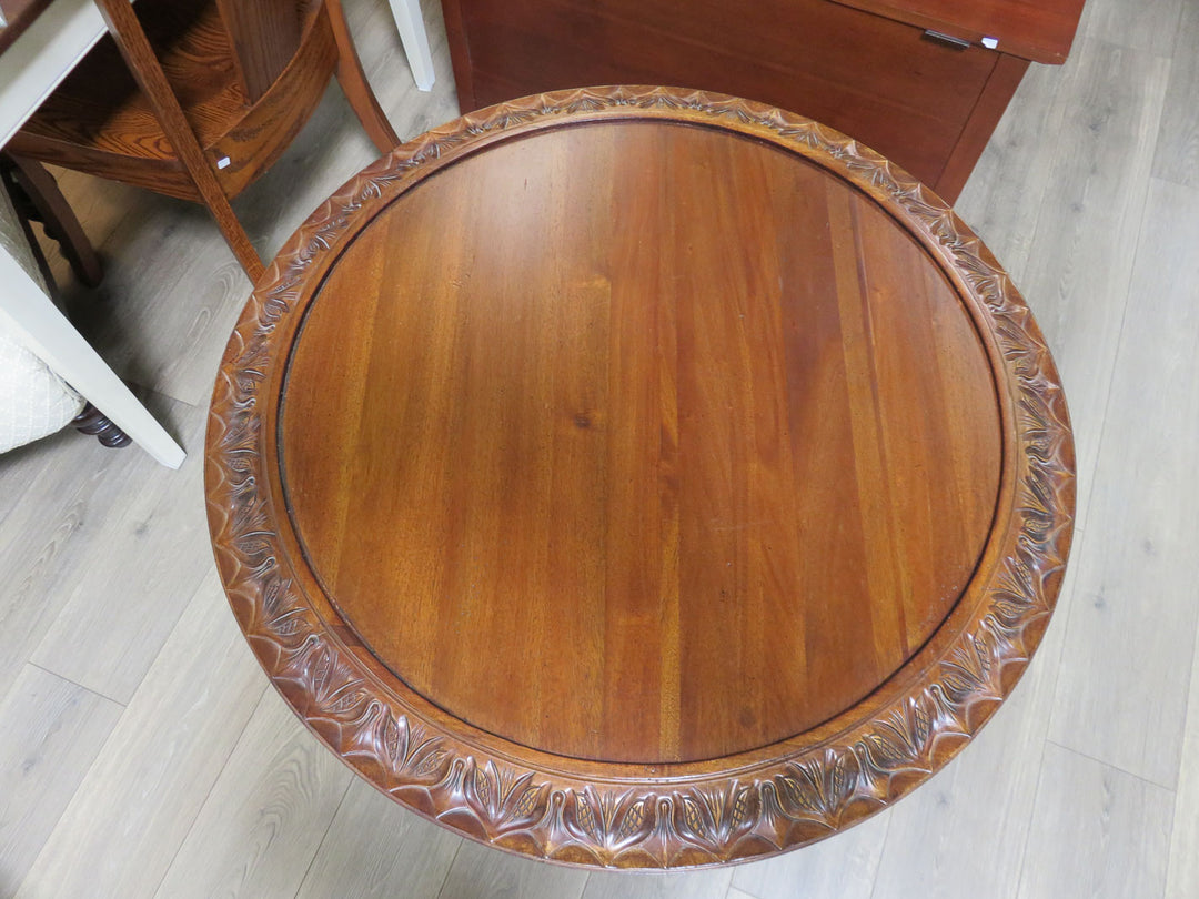 Dark Wood Pedestal Occasional Table