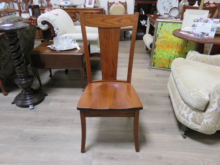 Six Amish Oak Dining Chairs
