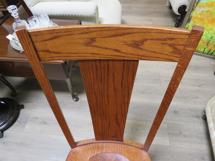 Six Amish Oak Dining Chairs