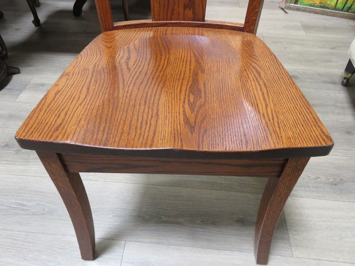 Six Amish Oak Dining Chairs