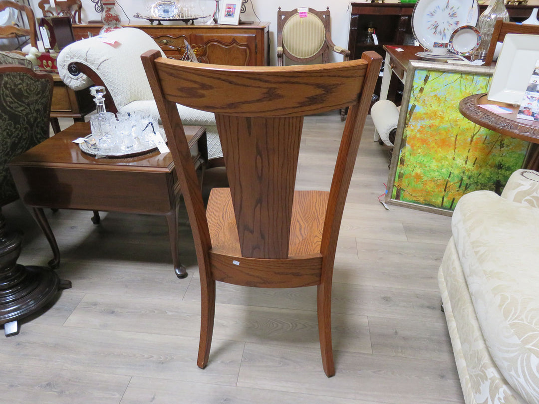 Six Amish Oak Dining Chairs