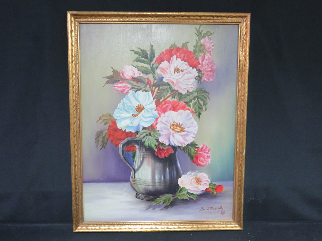 Original Peonies in Pewter Vase