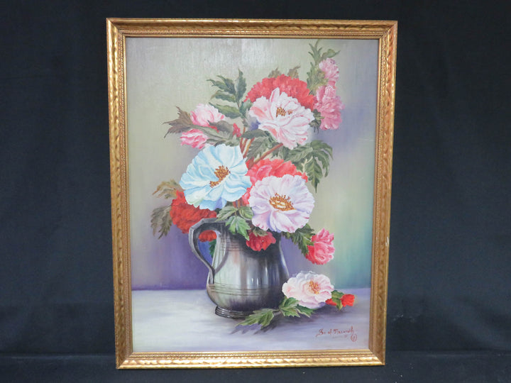 Original Peonies in Pewter Vase