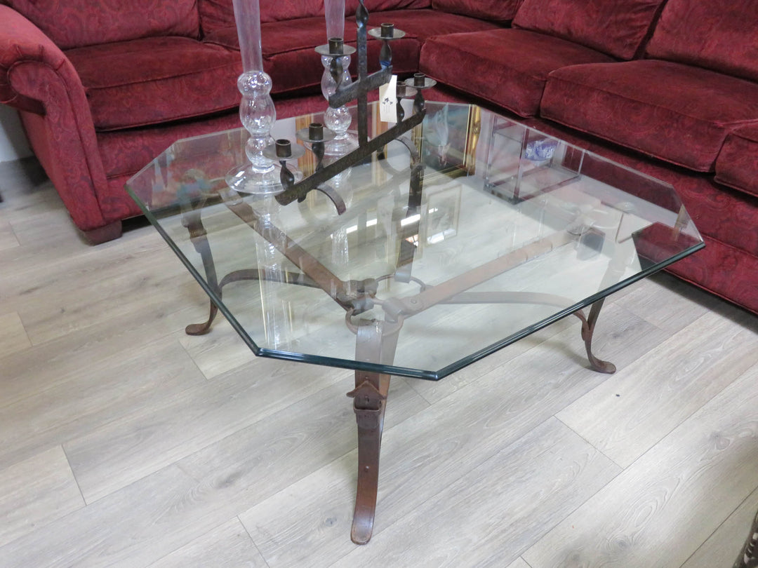 Octagonal Metal & Glass Coffee Table