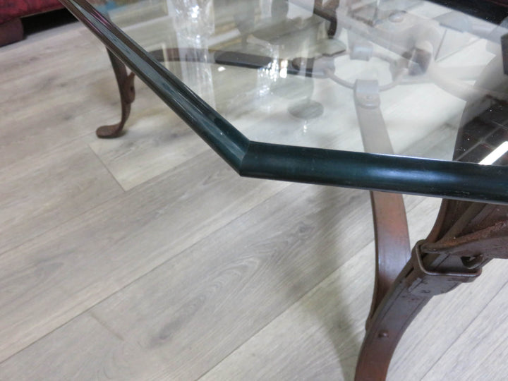 Octagonal Metal & Glass Coffee Table