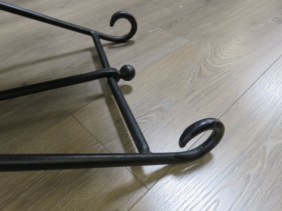 Black Leather & Iron Bench