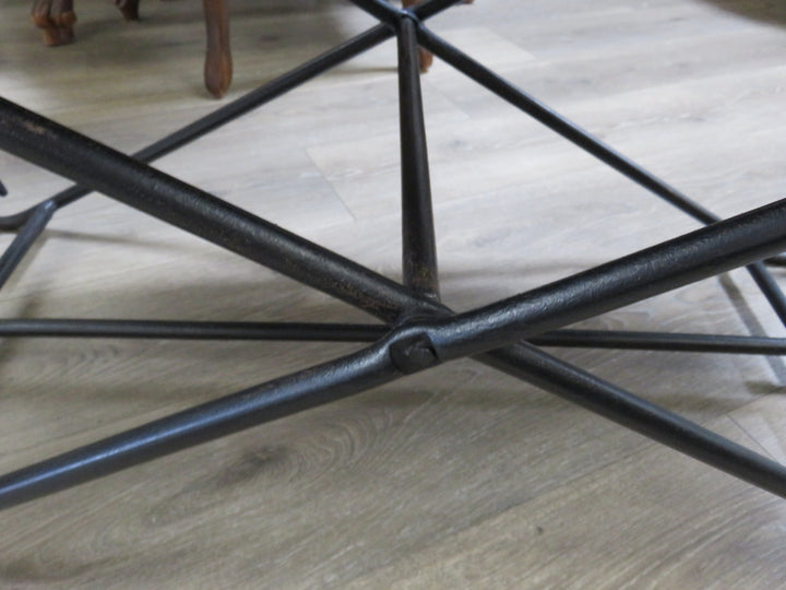Black Leather & Iron Bench