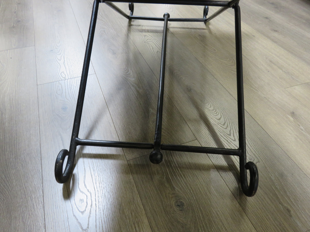 Black Leather & Iron Bench