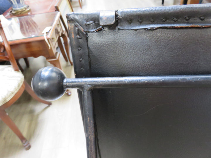 Black Leather & Iron Bench