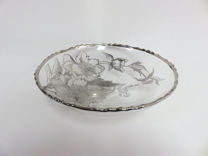 Silver Overlay Glass Bowl