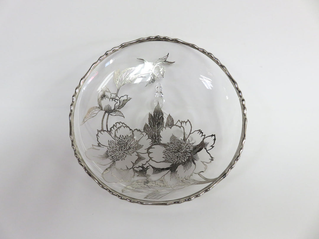 Silver Overlay Glass Bowl