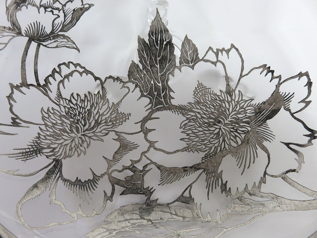 Silver Overlay Glass Bowl