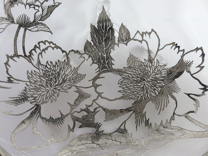 Silver Overlay Glass Bowl