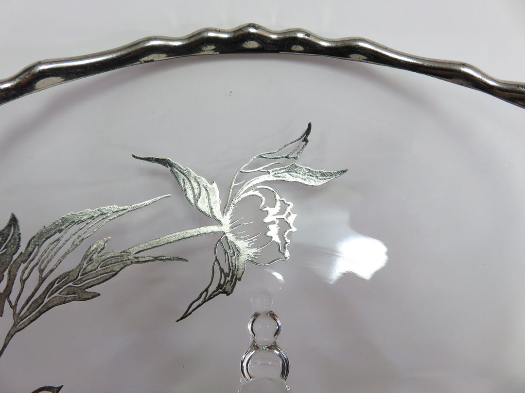 Silver Overlay Glass Bowl