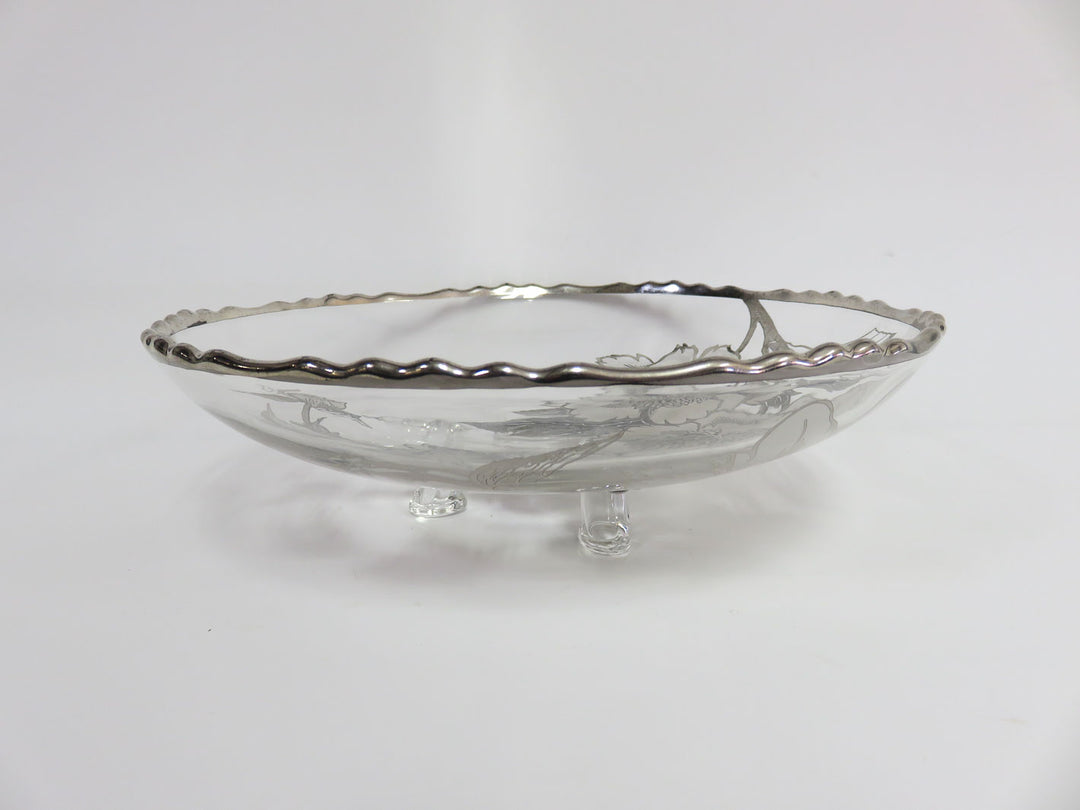 Silver Overlay Glass Bowl