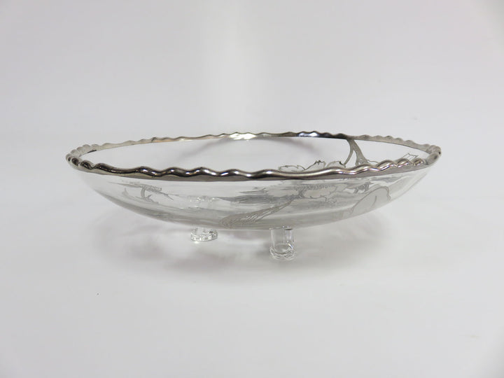 Silver Overlay Glass Bowl