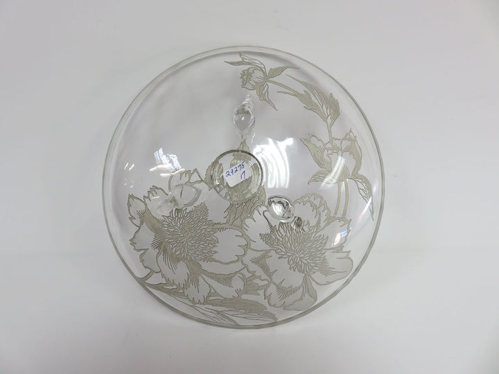 Silver Overlay Glass Bowl