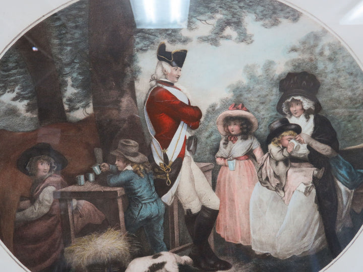 Engraving of St. James  Park Scene in Antique Frame