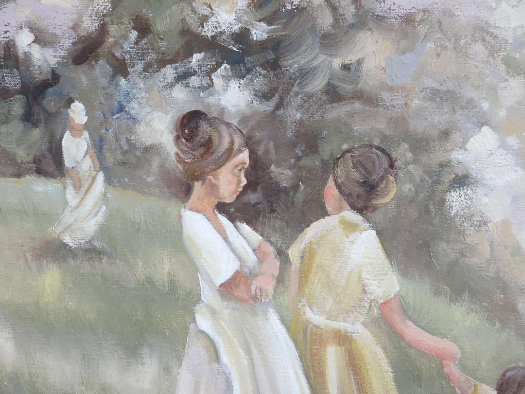 Original Oil Painting of Woman and Children
