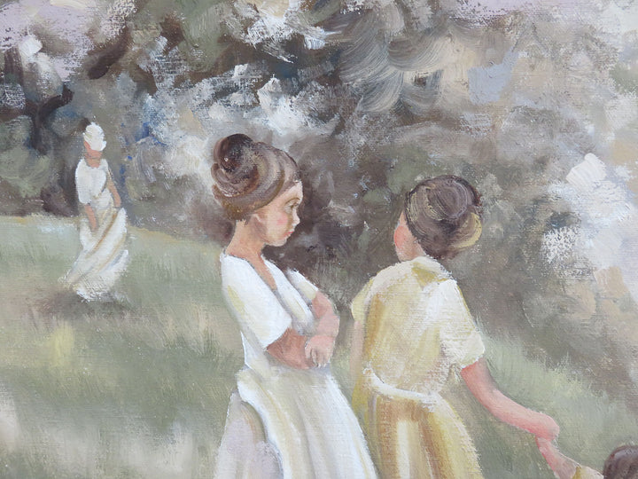 Original Oil Painting of Woman and Children