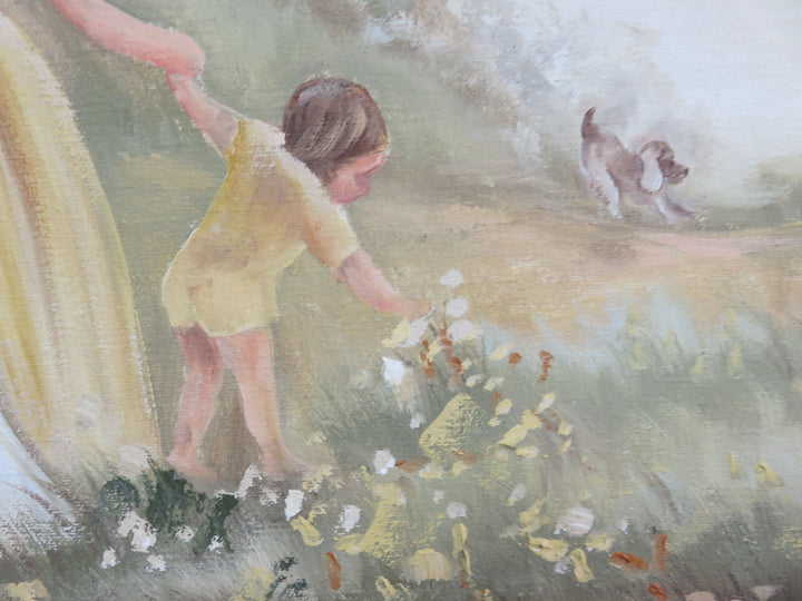 Original Oil Painting of Woman and Children